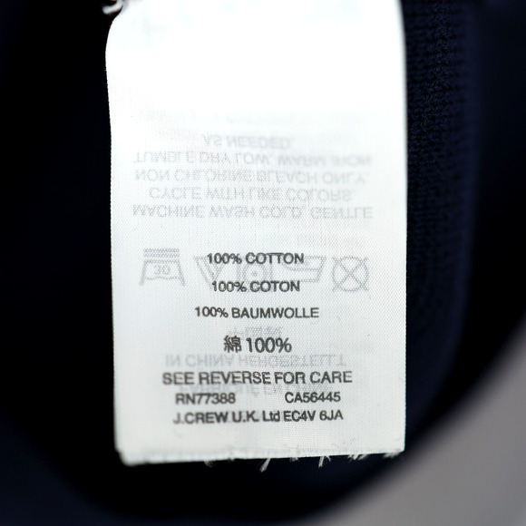 J Crew Top Womens Medium Navy Blue White Ruffle Sweater Cotton Knit Whimsy - Picture 10 of 12